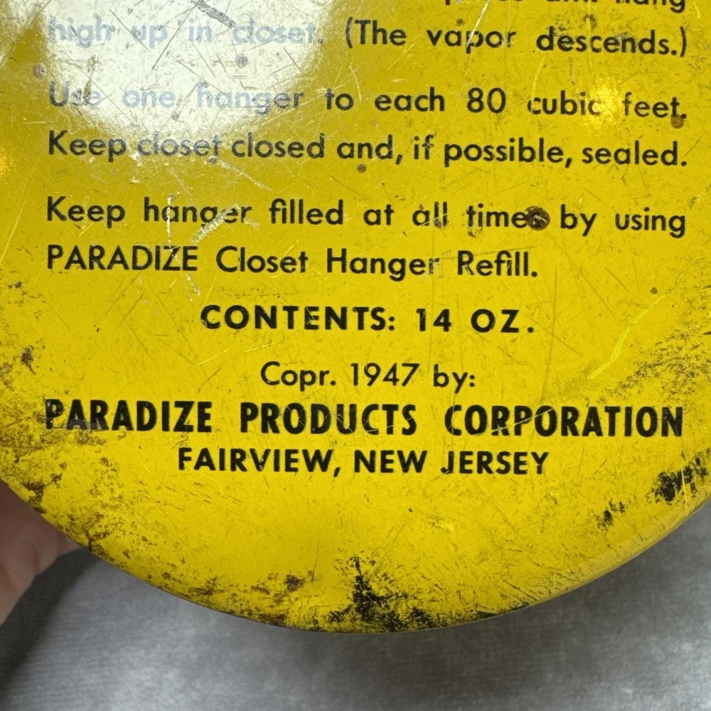 Vintage 1947 EMPTY Paradize Closet Hanger Metal Moth Tin  Movie Prop COLLECTIBLE